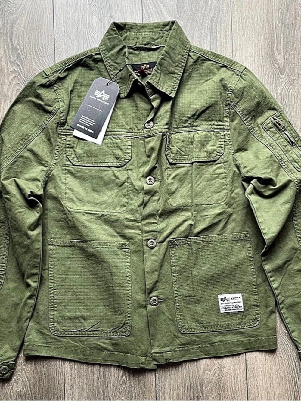 Alpha Industries SS Fatigue Overshirt Military Field Jacket Green Medium